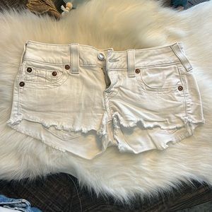 True Religion Off White Cut Offs 27